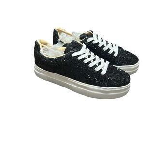 Betsey Johnson Sidny Black Rhinestone Platform Sneakers Size 8 NIB